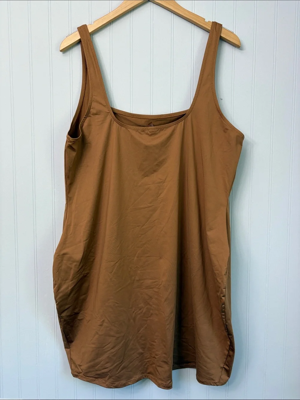 Skims Signature Swim Tank Dress Brown Mini Women Size 4X NWT
